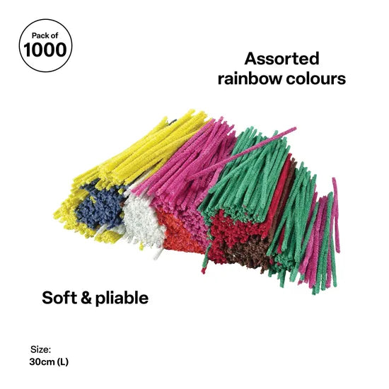 Creatistics Assorted Pipe Cleaners Class Pack 30 cm- Pack of 1000 - Modern Teaching Aids NZ