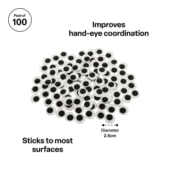 Adhesive Joggle Eyes 2.5 cm - Pack of 100 - Modern Teaching Aids NZ
