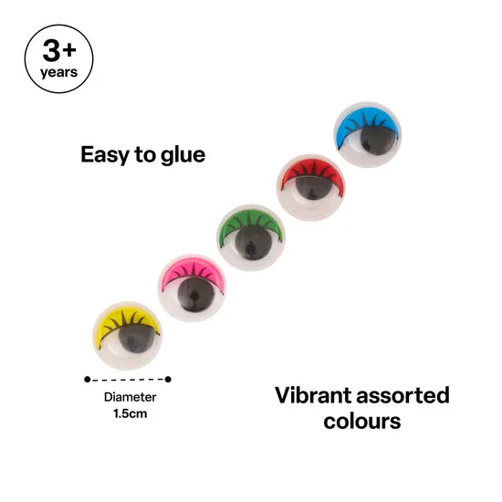 Coloured Eyes with Lashes 1.5 cm - Pack of 100