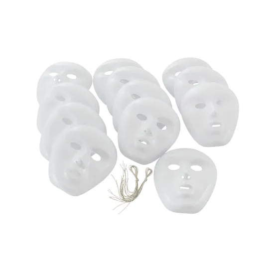 White Plastic Masks - Pack of 12 - Modern Teaching Aids NZ