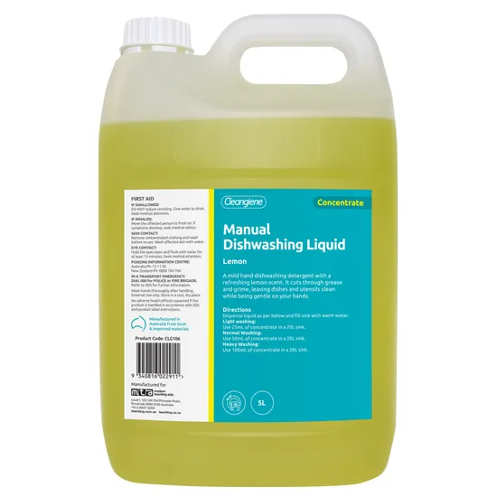 Cleangiene Manual Dishwashing Liquid Concentrate Lemon - 5 L