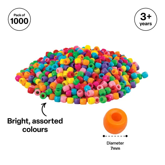 Coloured Pony Beads - Pack of 1000 - Modern Teaching Aids NZ