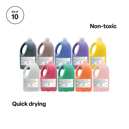 Creatistics Poster Paint 2L - Kit of 10 - Modern Teaching Aids NZ