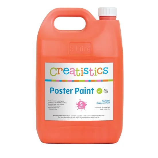Creatistics Poster Paint 5L - Orange - Modern Teaching Aids NZ
