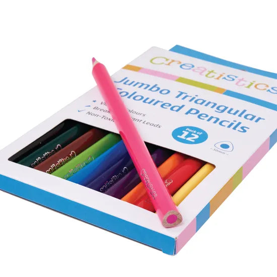 Creatistics Jumbo Triangular Coloured Pencils- Pack of 12 - Modern Teaching Aids NZ