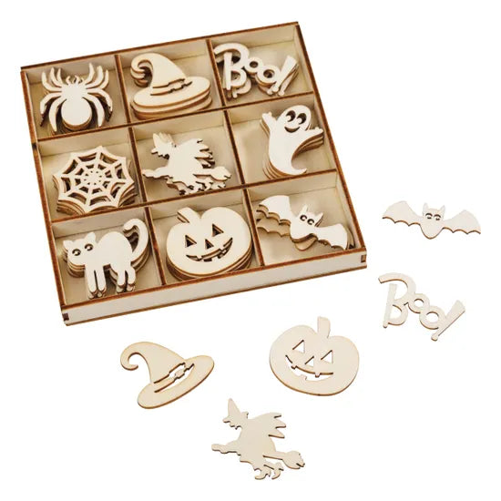 Wooden Halloween Shapes - Pack of 54 - Modern Teaching Aids NZ