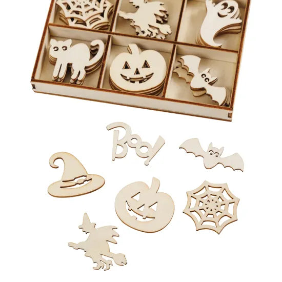 Wooden Halloween Shapes - Pack of 54 - Modern Teaching Aids NZ
