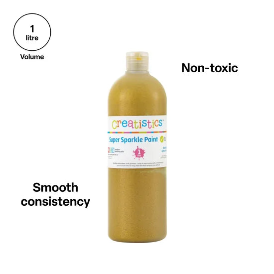 Creatistics Super Sparkle Paint 1L - Gold - Modern Teaching Aids NZ