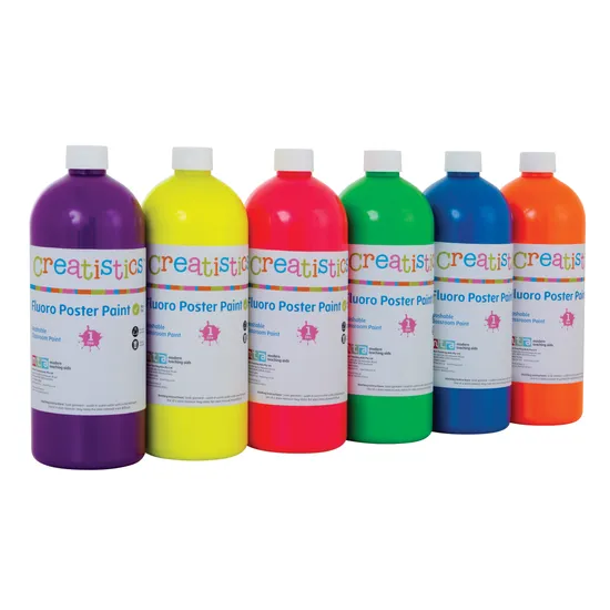Fluoro Poster Paint - Kit of 6 - Modern Teaching Aids NZ