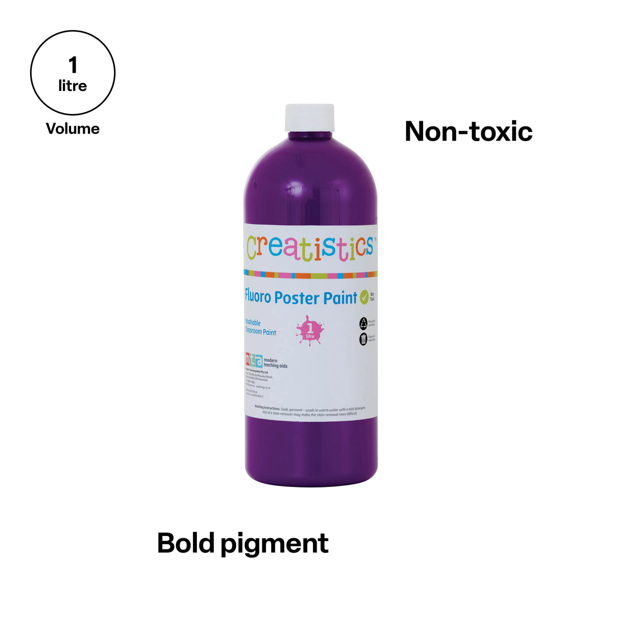 Creatistics Fluoro Poster Paint 1 L - Purple - Modern Teaching Aids NZ