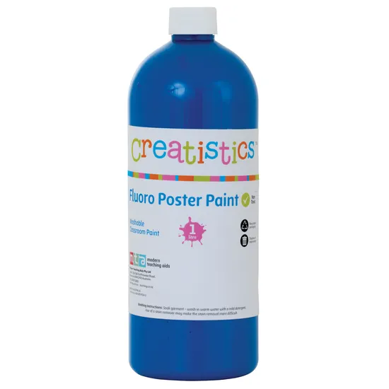 Fluoro Poster Paint 1L - Blue - Modern Teaching Aids NZ