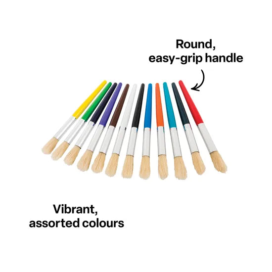 Creatistics Round Bristle Paint Brushes Short- Pack of 12 - Modern Teaching Aids NZ