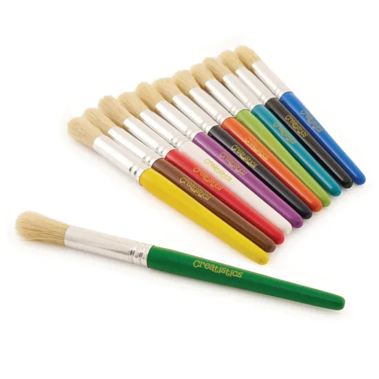 Creatistics Round Bristle Paint Brushes Short- Pack of 12 - Modern Teaching Aids NZ