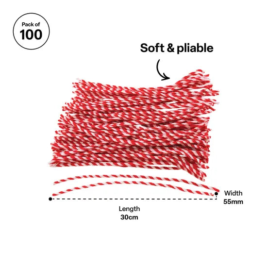 Candy Cane Pipe Cleaners - Pack of 100 - Modern Teaching Aids NZ