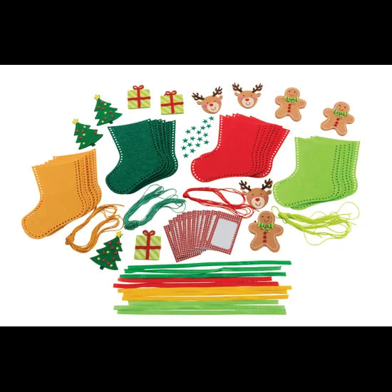 Mini Felt Christmas Stockings - Pack of 16 - Modern Teaching Aids NZ