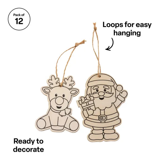 Wooden Christmas Hanging Shapes - Pack of 12 - Modern Teaching Aids NZ