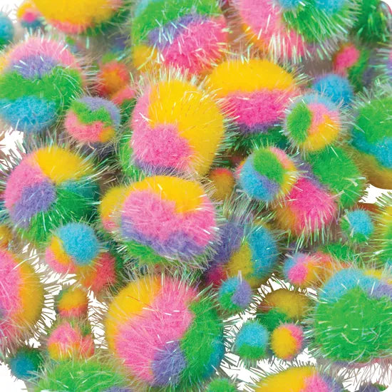 Glitter Pastel Pom Poms - Pack of 100 - Modern Teaching Aids NZ