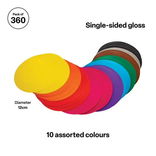 Creatistics Gloss Paper Circles 12 cm- Pack of 360 - Modern Teaching Aids NZ