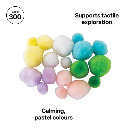 Pastel Pom Poms - Pack of 300 - Modern Teaching Aids NZ