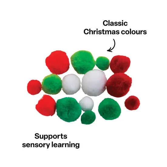 Christmas Assorted Sized Pom Poms - Pack of 300 - Modern Teaching Aids NZ