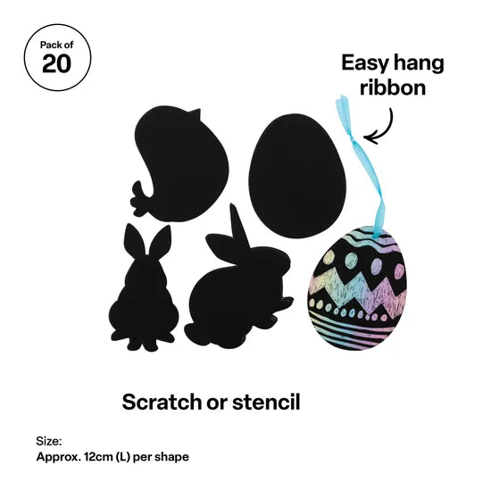 Creatistics Scratch Art Easter Shapes - Pack of 20 - Modern Teaching Aids NZ