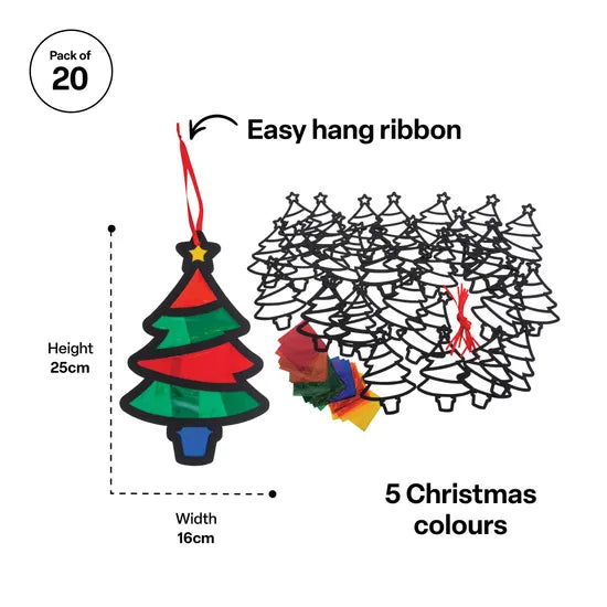 Creatistics Stained Glass Trees & Cellophane- Pack of 20 - Modern Teaching Aids NZ