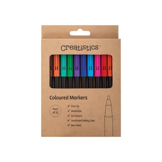 Creatistics Coloured Markers - Pack of 12 - Modern Teaching Aids NZ