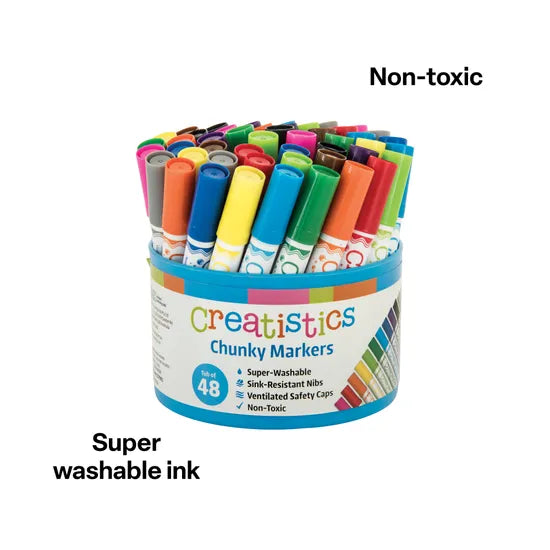 Creatistics Chunky Colouring Markers - Tub 48 - Modern Teaching Aids NZ