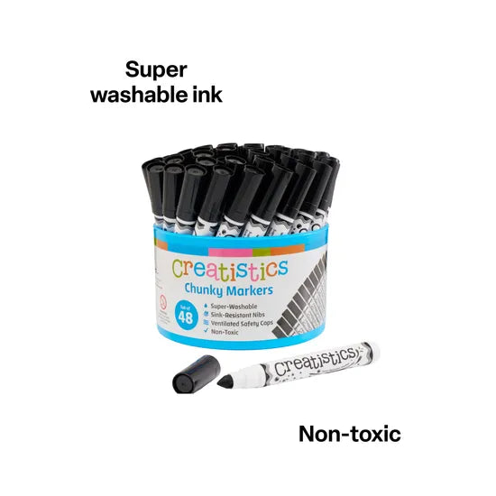 Creatistics Black Chunky Super Washable Markers - Tub of 48 - Modern Teaching Aids NZ