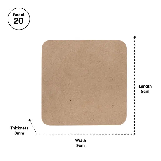 Creatistics Square Wooden Coaster- Pack of 20 - Modern Teaching Aids NZ