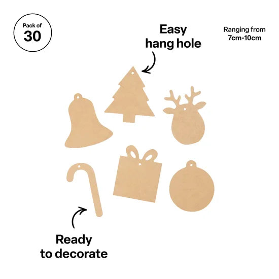 Creatistics Christmas Wooden Ornaments- Pack of 30 - Modern Teaching Aids NZ