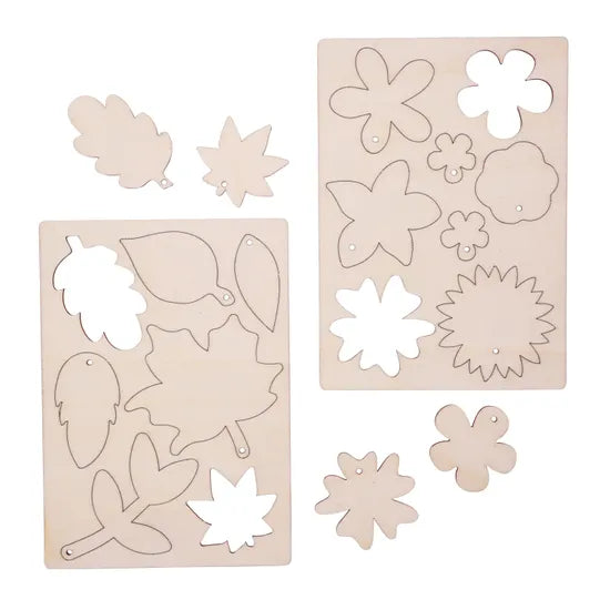 Wooden Leaf & Flower Shapes - Pack of 30 - Modern Teaching Aids NZ