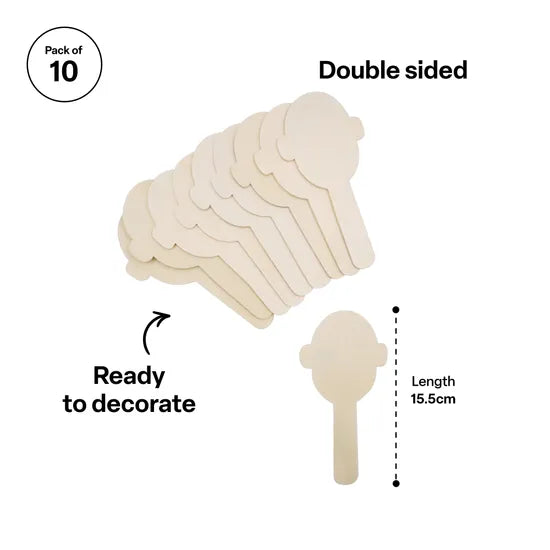 Wooden People Paddle Pop Sticks - Pack of 10 - Modern Teaching Aids NZ