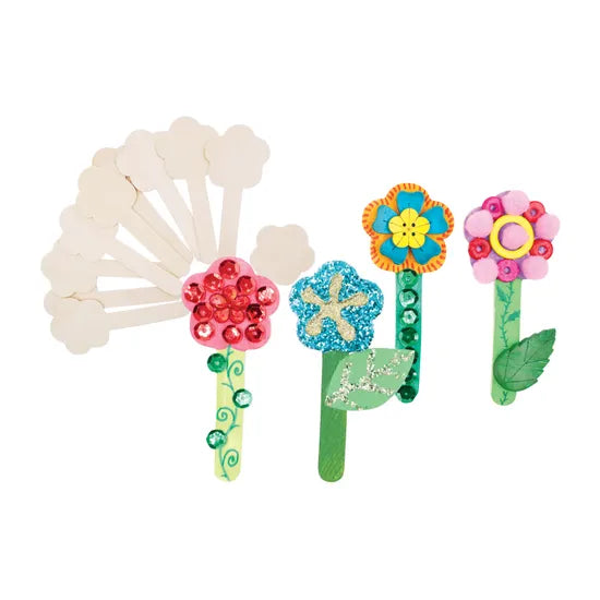 Wooden Flower Paddle Pop Sticks - Pack of 10 - Modern Teaching Aids NZ