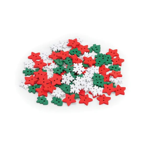 Creatistics Wooden Christmas Buttons - Pack of 100 - Modern Teaching Aids NZ