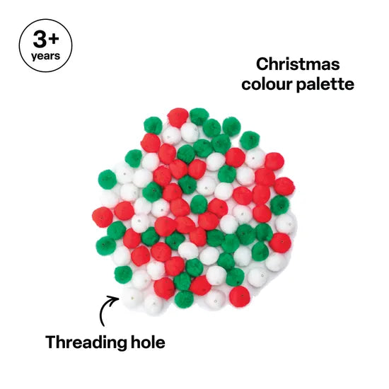Christmas Pom Pom Beads - Pack of 100 - Modern Teaching Aids NZ