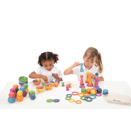 Rainbow Wooden Sorting Set - 84 Pieces - Modern Teaching Aids NZ