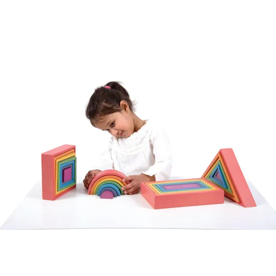 Rainbow Architect Blocks Set - 28 pieces - Modern Teaching Aids NZ