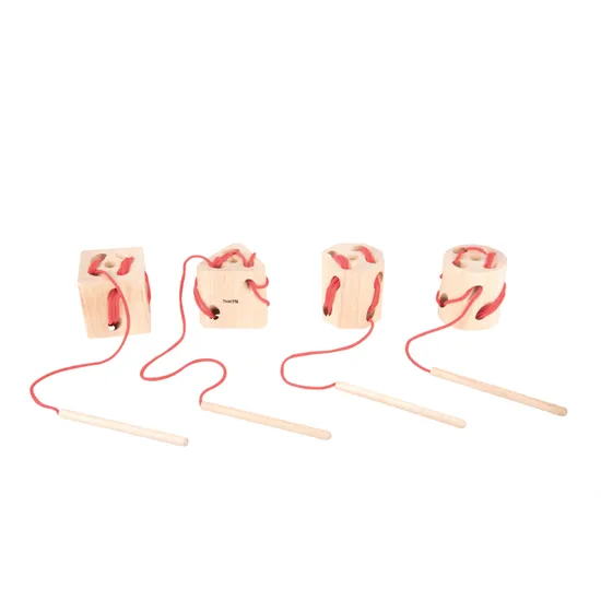 Wooden Lacing Shapes 4 Pieces - Modern Teaching Aids NZ