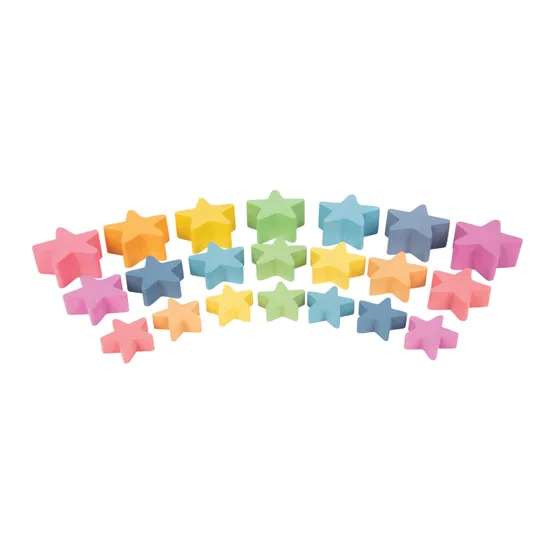 Rainbow Wooden Stars Set of 21 - Modern Teaching Aids NZ