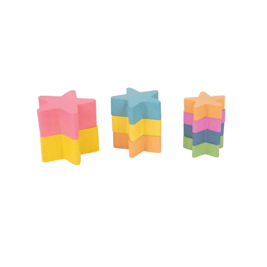 Rainbow Wooden Stars Set of 21 - Modern Teaching Aids NZ