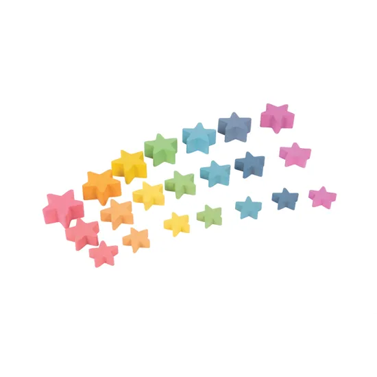 Rainbow Wooden Stars Set of 21 - Modern Teaching Aids NZ