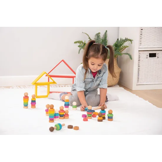 Rainbow Wooden Community People 15 Pieces - Modern Teaching Aids NZ