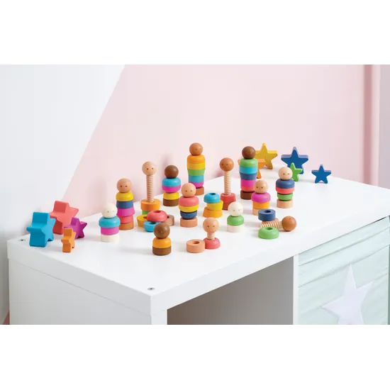 Rainbow Wooden Community People 15 Pieces - Modern Teaching Aids NZ