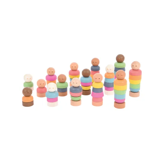 Rainbow Wooden Community People 15 Pieces - Modern Teaching Aids NZ
