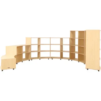 Natural Spaces Curved Hive Shelving and Ottomans - Steel Blue Vinyl - Modern Teaching Aids NZ