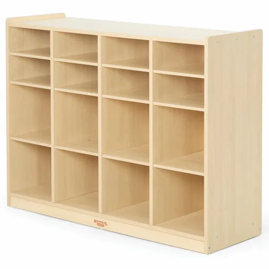 Natural Spaces 16-Compartment Storage Unit with Woven Baskets - Modern Teaching Aids NZ