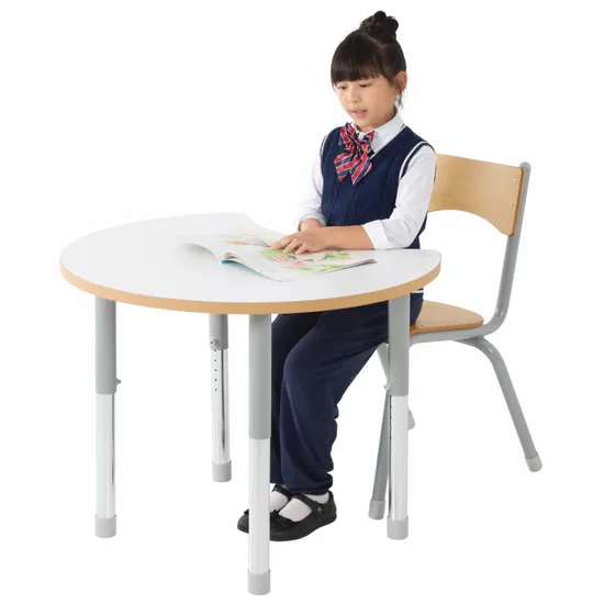 Natural Spaces Adjustable Height Cut Away Table - White - 57-79.5 (H) cm - Modern Teaching Aids NZ