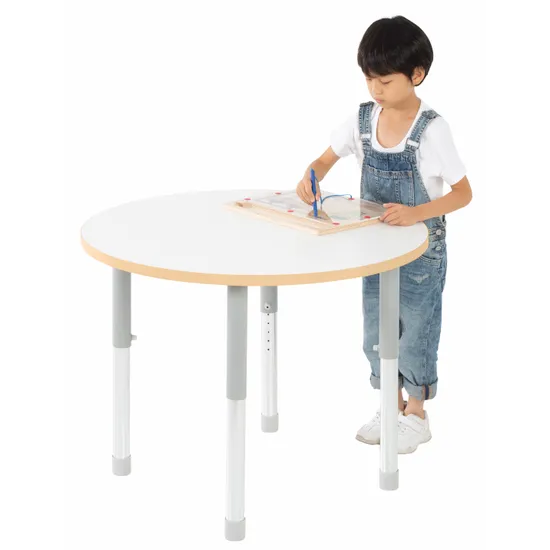 Natural Spaces Adjustable Height Round Table - White - 85 (dia.) x 57-79.5 (H) cm - Modern Teaching Aids NZ