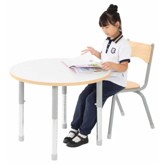 Natural Spaces Adjustable Height Round Table - White - 85 (dia.) x 57-79.5 (H) cm - Modern Teaching Aids NZ